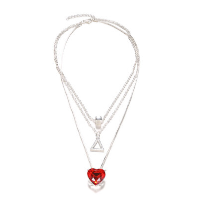 

Fashion Silver Color Crystal Heart Pendant Necklaces For Women New Round Collares Female Necklace Party Beach Jewelry Gifts