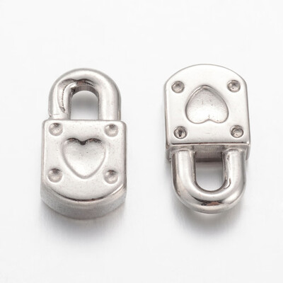 

304 Stainless Steel Charms Heart Lock Stainless Steel Color 18x95x4mm Hole 3x5mm