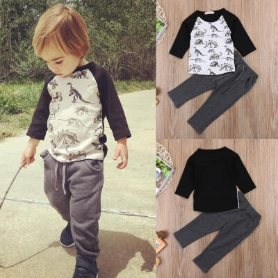 

2PCS Kids Baby Boy Outfits Clothes Dinosuar T-shirt TopsPants Leggings Set