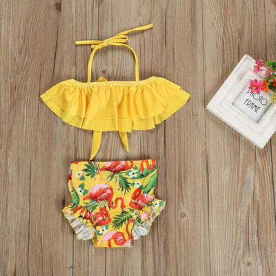 

US Summer Toddler Kids Baby Girl Flamingo Bikini Suit Swimwear Bathing Beachwear