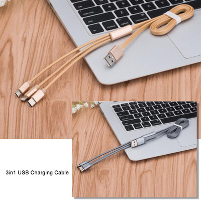 

3in1 USB Charging Cable for iPhone X876s5s for Samsung Huawei for Type-C Micro USB Charging Cable For iPad 1m Charging Cable