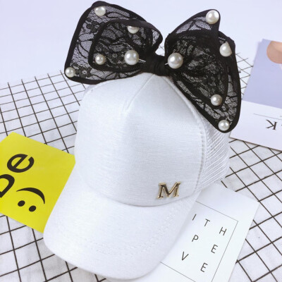 

Fashion Children Baseball Cap Spring Summer Pearl Bow Kids Sun Hat Boys Girls Hip Hop Caps