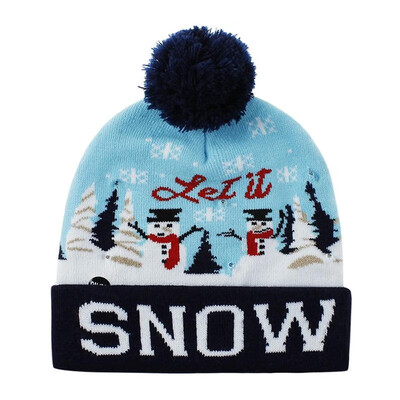 

Unisex LED Colorful Lighted Christmas Beanie Hat Knitted Cap Santa Claus Antler Snowflake Party Cap -3 Flashing Modes