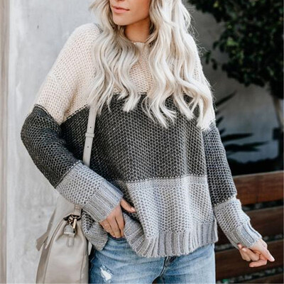

Womens Autum Winter Pullover Knitted Sweater Round Neck Long Sleeve Sweater Warm