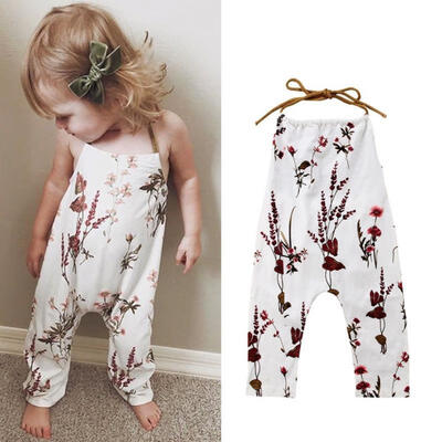 

Newborn Kids Baby Girl Flower Halter Romper Jumpsuit Playsuit Outfits Sunsuit 6M-5Y
