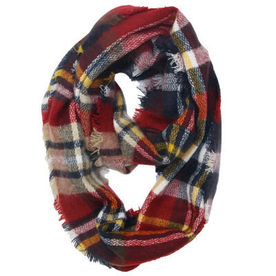 

Gobestart Winter Warm Plaid Ring Neck Warmer Wrap Collar Scarf