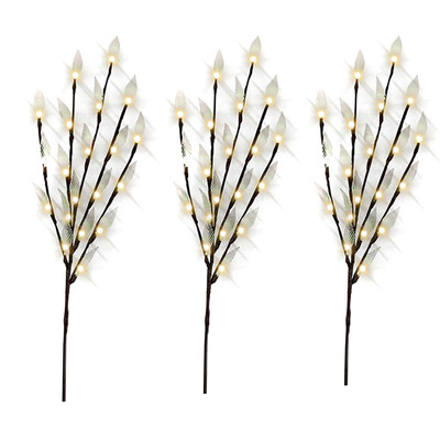 

Gobestart Stylish Branch Tree Twig Leaf Solar Outdoor Garden 60 Warm White LED Lights 3Pcs
