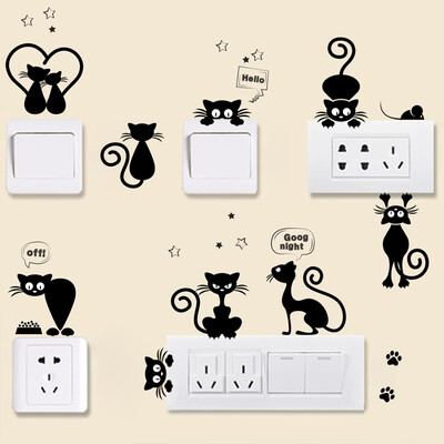 

〖Follure〗Lovely Cat Light Switch Wall Stickers Home Decor Cartoon Animals Wall Decal Art