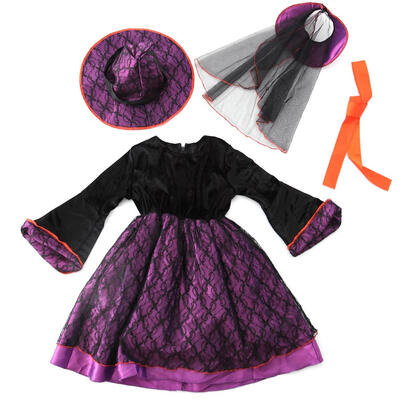 

Halloween Girl Cosplay Witch Dress Hat Costumes Magic Fancy Outfits