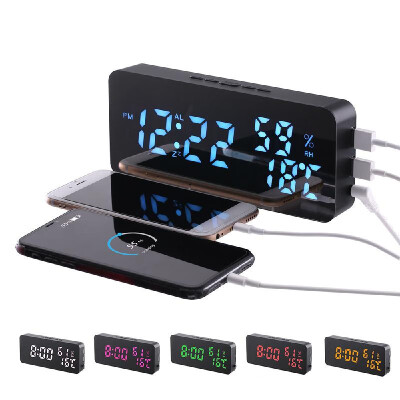

Digital Mirror Alarm Clock 115 RGB 3 Time Displays Luminance Adjustment Daily Alarm Voice Control Weekend Alarm Snooze Function Th