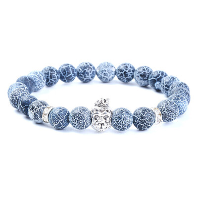 

Men Women Unisex 8mm Black Weathered Agate Beaded Bracelet Jewelry