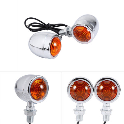 

UK 2x Motorcycle Chrome Bullet Bulb 12V Turn Signal Light Indicator Amber Lamp