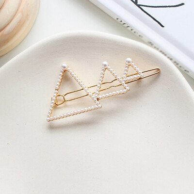 

Korea Chic Love Triangle Round Hairpins WomenMetal Gold Color Hair Clips Hair Accessories