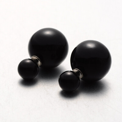 

Electroplated Plastic Pearl Ball Stud Earrings Black 8155mm Pin 08mm