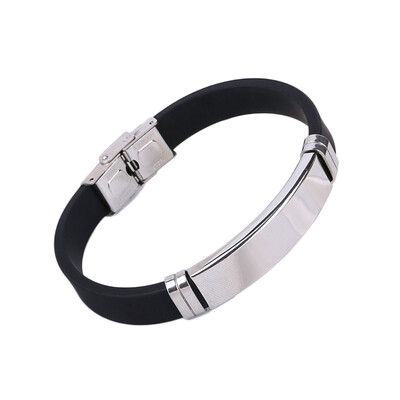 

New Women Men Fashion Personality Silicone Stainless Steel Smooth Bracelet Bangle Wristband Jewelry Gifts