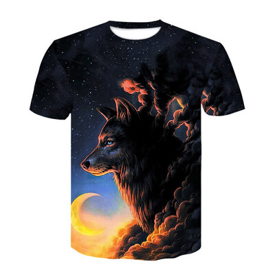 

Toponeto Fashion Mens 3D Printing Creative Round Neck Casual Short Shirts Top Blouse