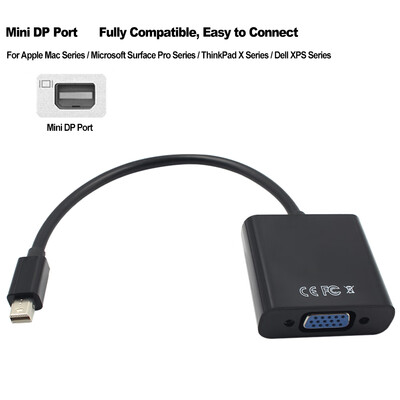 

Mini DP to VGA Converter Male DisplayPort Port to VGA Female Port Adapter 1080P Converter for Projector DTV TV DVD Player Macbook