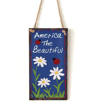 

Wooden Hanging Flower Letters Sign Board Independence Day Wall Decor Crafts