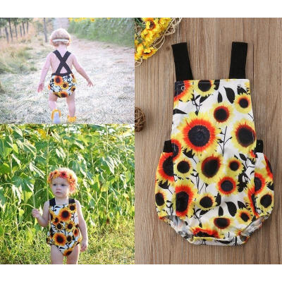 

Infant Newborn Toddler Baby Girl Sunflower Jumpsuit Bodysuit Floral Romper