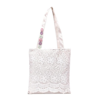 

Canvas Lace Flower Shoulder Handbags Women Shopping Totes Top-handle Bags
