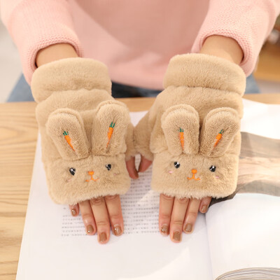 

Glove womens winter lovely Korean Korean-style warm-and cold-proof warm-and cold-proof warm-and cold-proof half-finge