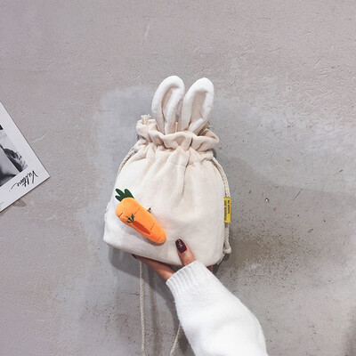 

Tailored Women Fashion Plush Rabbit Radish Coin Purse Shoulder Messenger Casual Bags