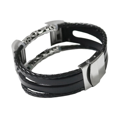 

〖Follure〗Replacement Leather Wristband Band Strap Bracelet For Fitbit Charge 2 BK