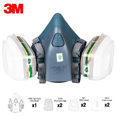 

3M 7502 Organic Vapor Safety Respirator Mask with Filters Respiratory Protection Gas Masks Paint Chemical Formaldehyde Anti Virus