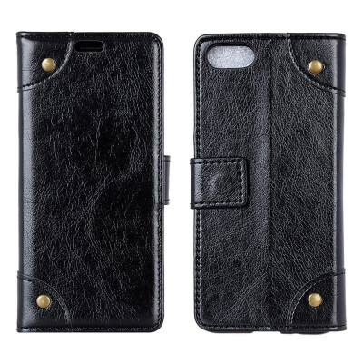 

MOONCASE Sharp Aquos R Compact Copper Buckle Napa Leather Case - Black