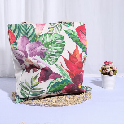 

Toponeto Portable&Washable Linen Plant Pattern Receipt Bag Reusable Shopping Bag