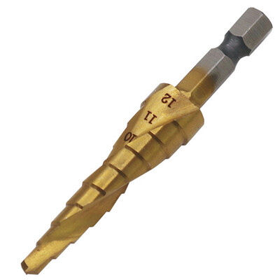 

Siaonvr 4-32mm HSS Spiral Groove Center Solid Carbide Titanium Step Cone Drill Bit