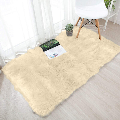 

Toponeto Wool Imitation Sheepskin Rugs Faux Non Slip Bedroom Shaggy Carpet Mats