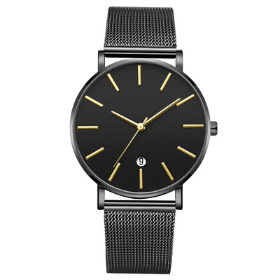 

Gobestart Fashion Simple Simple Casual Calendar Business Net With Strap Mens Watch