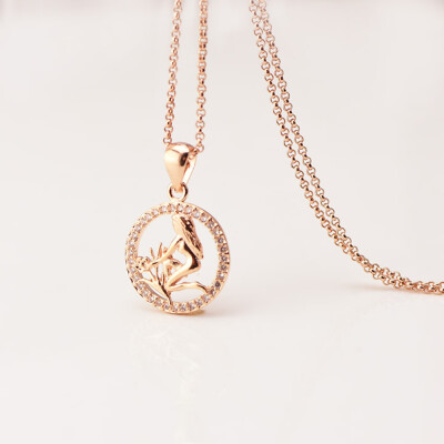 

12 Constellation Round Scorpio design glittering Necklace gold tone Fashion Jewelry Necklace