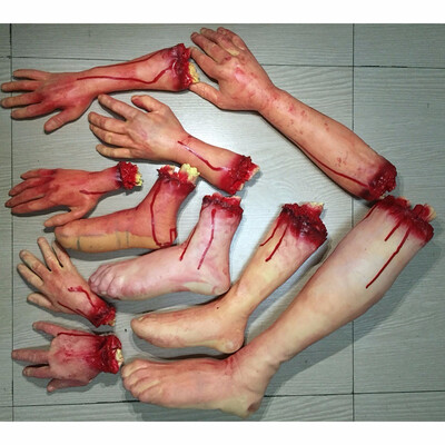 

10pcs Horror Props Bloody Hand Haunted House Party Decoration Scary Hand Finger Leg Foot Brain Heart