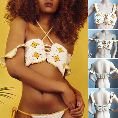 

HANDMADE Womens Crochet Bralette Knit Bra Boho Beach Bikini Cami Tank Crop Top