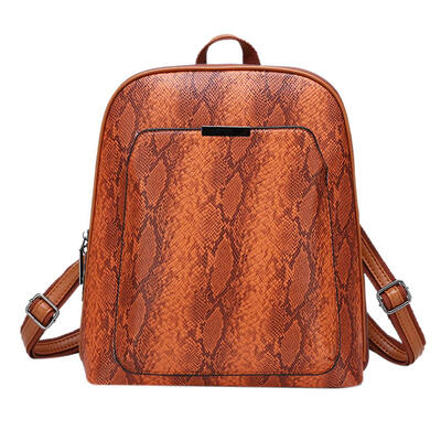 

Snake Print Travel Backpacks Women PU Leather School Bags Small Knapsack