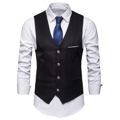 

Men Formal Office Work Button Vest Tops Sleeveless Plus Size Outerwear Waistcoat