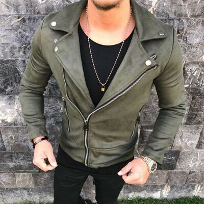 

Mens Leather Jacket Slim Biker Motorcycle Jacket Bomber Outwear Tops Clothes