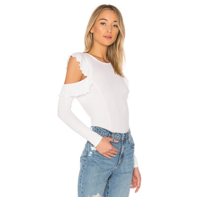 

Women Tops Spring Autumn O Neck Loose Long Sleeve Shirt Cold Shoulder Women Tops T-shirt Ladies Lotus Leaf Strapless Slim Shirt