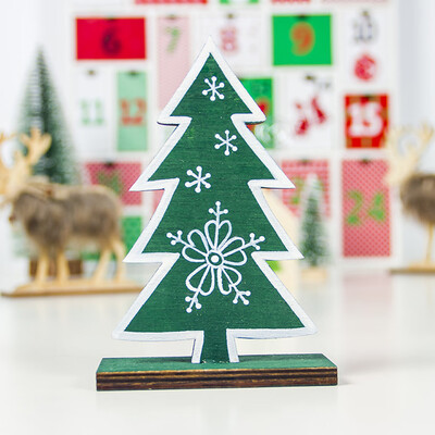 

Siaonvr Wooden Mini Christmas Tree Desktop Ornaments Merry Christmas Party Decor