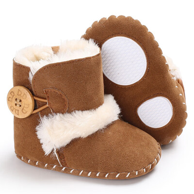 

Winter Baby Boots Girls Boys Rubber Soled Shoes Infant Toddlerborn Super Warm Snowfield Wooden Buttons Boots