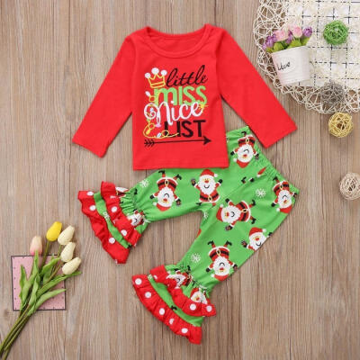 

Christmas Kids Baby Girl Xmas Santa Long Sleeve Top Pants Outfit Set Clothes