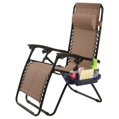 

2 pcs Folding Lounge Chair with Zero Gravity-Brown