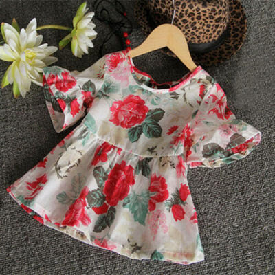 

Lovely Toddler Kids Baby Girls Summer Clothes Floral T-shirt Tops Blouse Dress