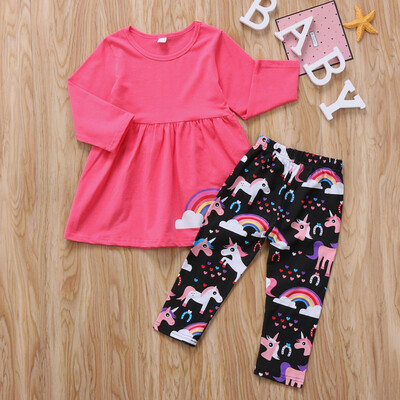 

Kids Baby Girls Unicorn Top DressLong Pants Leggings Clothes Xams Outfit Set