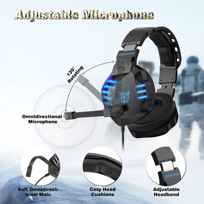 

ONIKUMA K17 35mm Wired Gaming Headset Over Ear PC Headphones Noise Canceling E-Sport Earphone with Mic LED Lights Volume Control