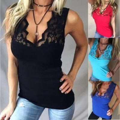 

2018 Sexy Summer Women Lace Summer Vest Top Sleeveless Blouse Casual Tank Tops T-Shirt