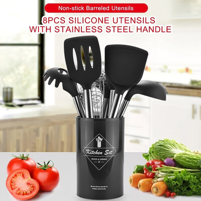 

9 Pcs Stainless Steel Cooking Utensil Set Kitchen Utensil Sets with Plastic Holder