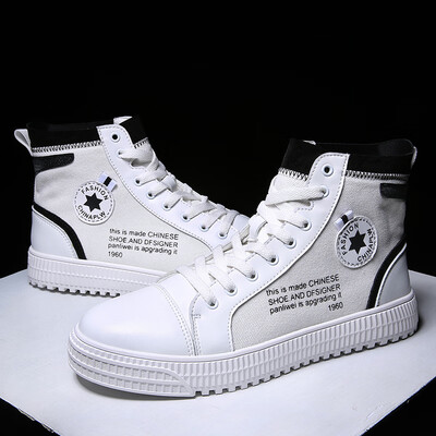 

2019 new summer high-top canvas shoes Korean version of the wild hip-hop ins super fire mens shoes tide white shoes